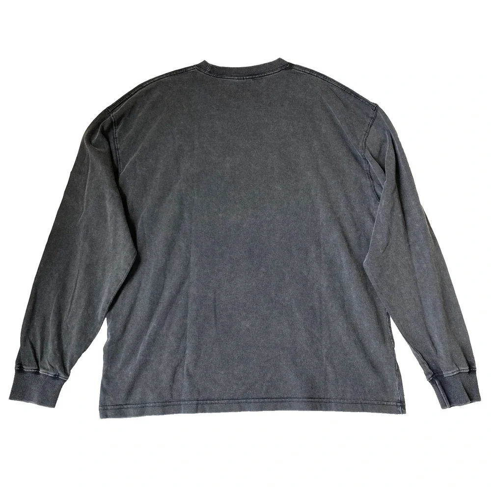 Men's Acid Wash Graphic Long Sleeve T-Shirt Medium Black Japanese Grunge NEW - Picture 2 of 8